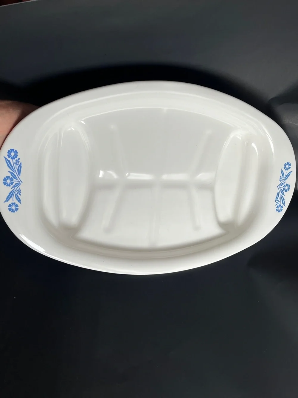 Vintage 60s Corning Ware Blue Cornflower P-19 Bakeware Roasting Platter 16x10x2